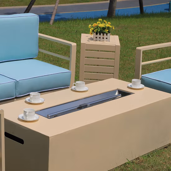 Sofá do pátio com conjunto de sofá de jardim de mesa de fogueira, conjunto de móveis seccionais Móveis de grau de resort (5