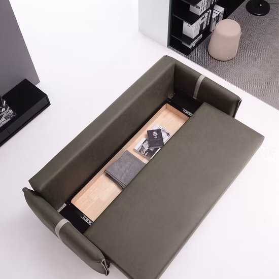 Casa moderna de alta qualidade, sala de estar, sofá-cama verde, cama de tecido usado, sofá