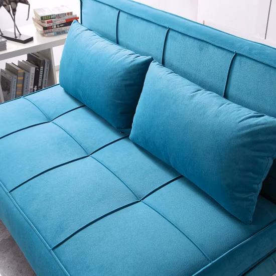 Sala de estar dorminhoco design mais recente funcional escritório pequeno espaço dobrável 2 lugares móveis de veludo estofado tecido sofá-cama