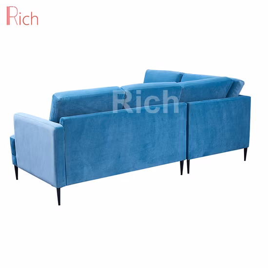 Sofá-cama de canto moderno para sala de estar sofá secional azul
